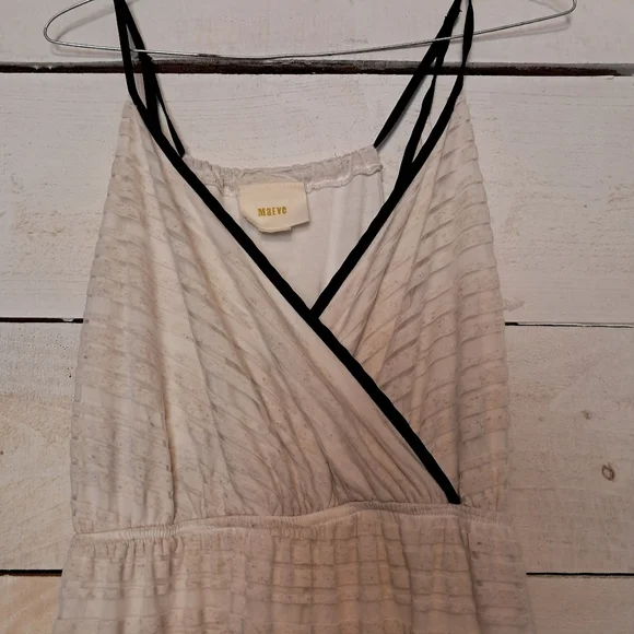 Anthropologie Racerback Sheer Maxi Tan Off White Dress By Maeve Size Small - Picture 4 of 10